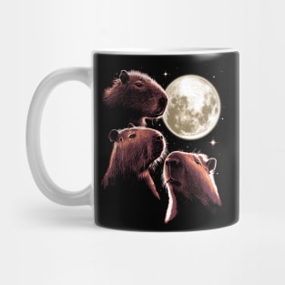 Three Capybara Moon Funny Capybara Meme Mystical Capybara Mug